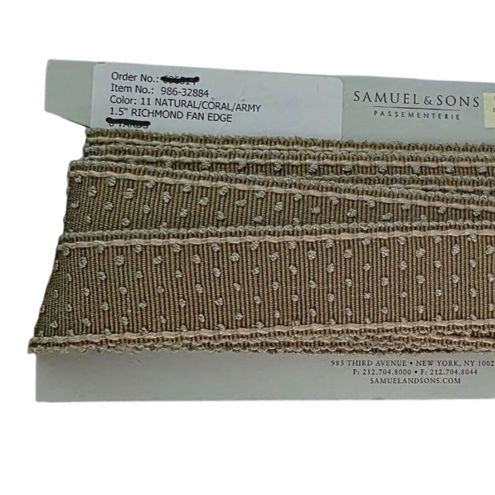 Samuel & Sons 2.1 Yrd 1.5″ Richmond Fan Edge 11 Natural Coral Army Discontinued